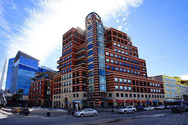 Denver, Colorado downtown riverfront stock photo