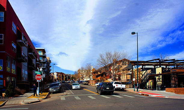 Denver, Colorado downtown riverfront stock photo