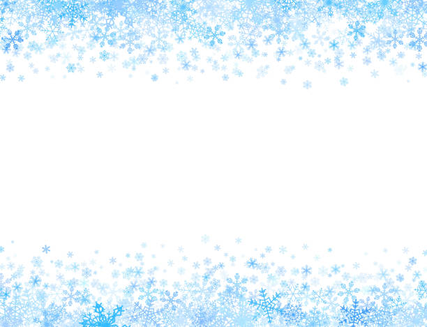 작은 snowflakes 프페임 - blue snowflakes stock illustrations