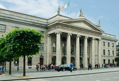 Facade of a government building, General Post Office, O'Connell Street, Dublin, Republic of Ireland