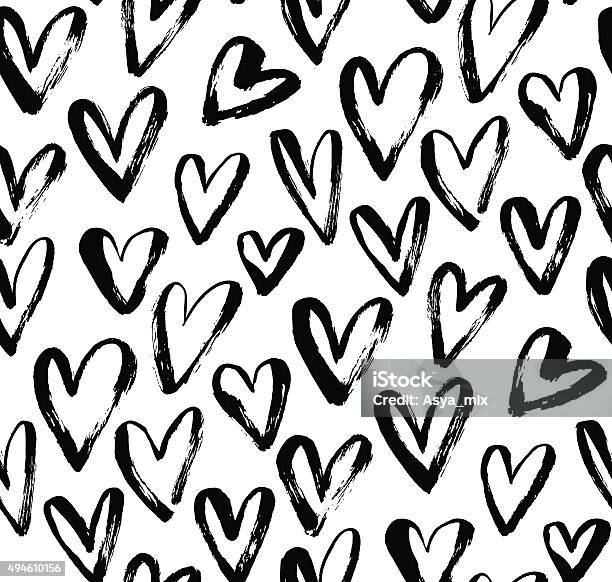 Abstract Seamless Heart Pattern Stock Illustration - Download Image Now - Heart Shape, Drawing - Activity, Pattern