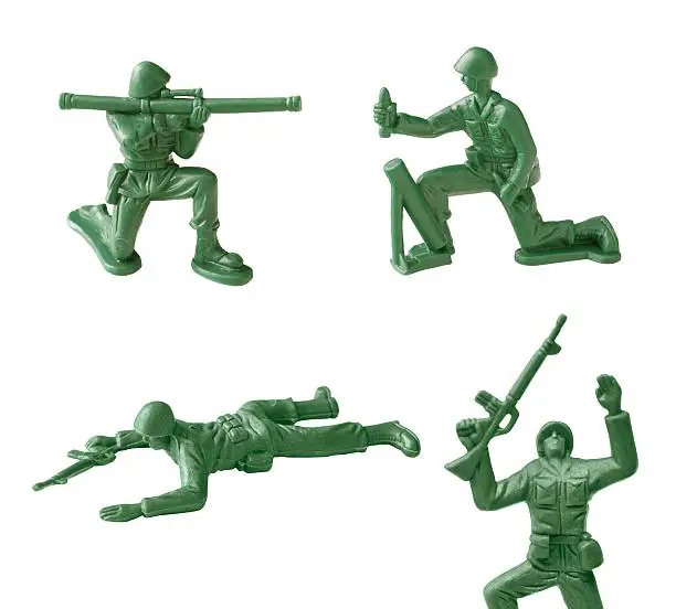 Photo of toy soldiers on white background