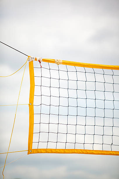 istock Volleyball summer sport. Net on a sandy beach 494613666
