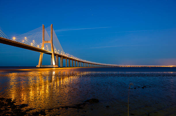 View of Vasco da Gama bridge at dusk