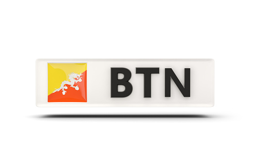 Square icon with flag of bhutan and ISO code
