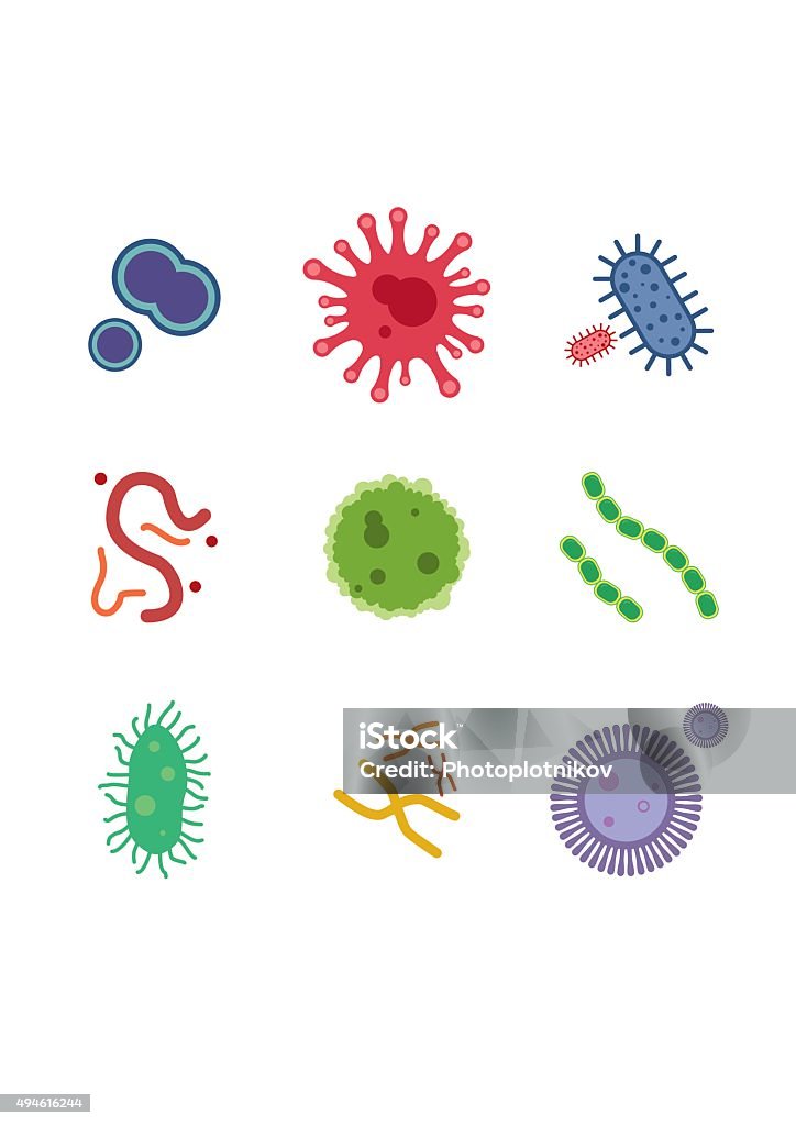 Virus and Bacteria icons set. Vector Illustration Virus and Bacteria icons set. Vector Illustration. Bacterium stock vector