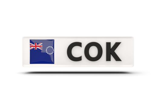 Square icon with flag of cook islands and ISO code