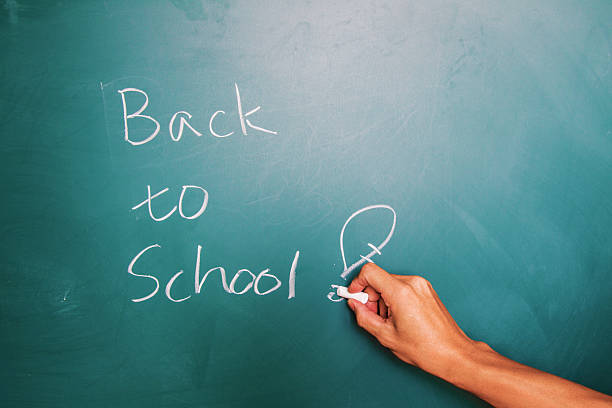 istock Concept of education or back to school on green background 494617042
