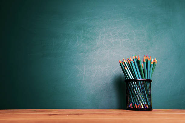 istock Concept of education or back to school on green background 494617082
