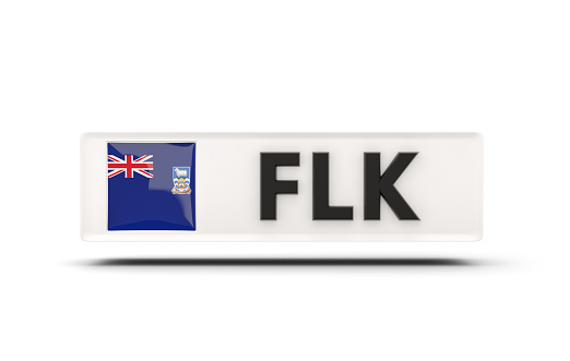 Square icon with flag of falkland islands and ISO code