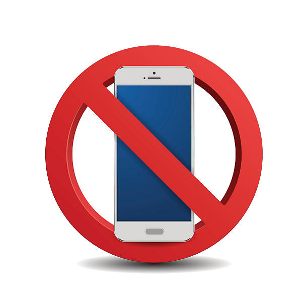 no 휴대폰 팻말 3d, 흰색 배경의 격리됨에 - cell phone ban stock illustrations