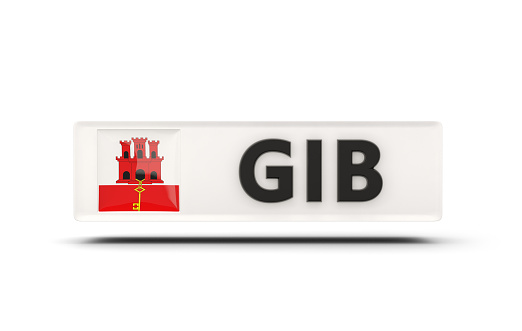 Square icon with flag of gibraltar and ISO code