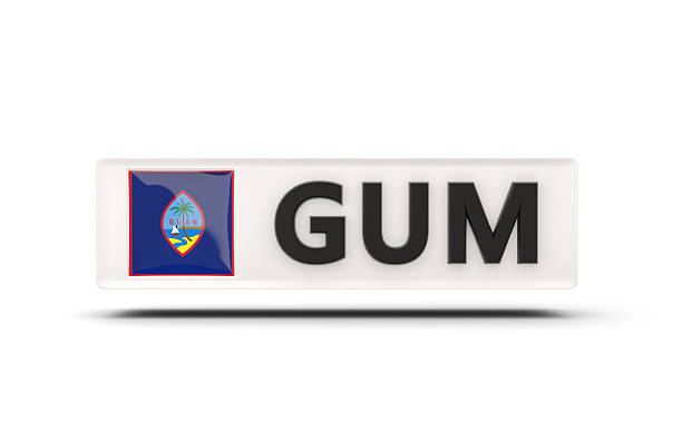 Square icon with flag of guam and ISO code