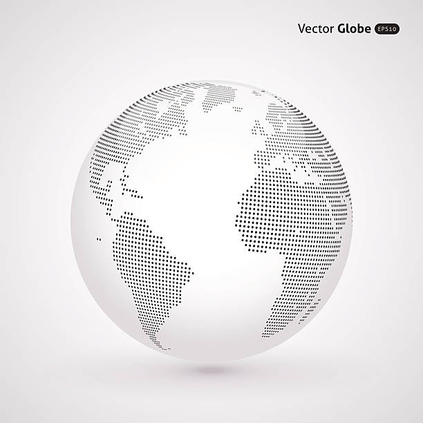Vector abstract dotted globe Vector abstract dotted globe, Central heating view on Atlantic ocean region atlantic ocean stock illustrations