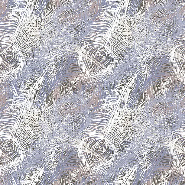 Vector illustration of Peacock feathers seamless pattern