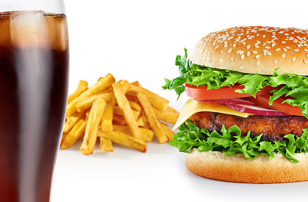 istock Hamburger with fries and cola isolated on white background. 494619752