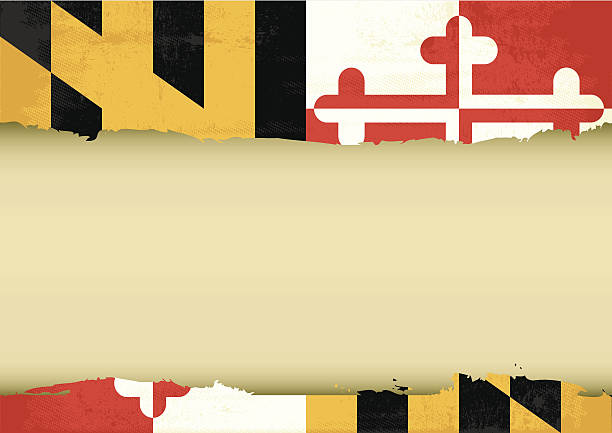 ilustrações, clipart, desenhos animados e ícones de maryland arranhado bandeira - maryland flag state maryland state flag