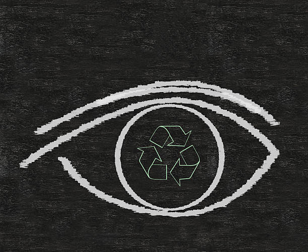 vision sign with recycle written on blackboard background, stock photo