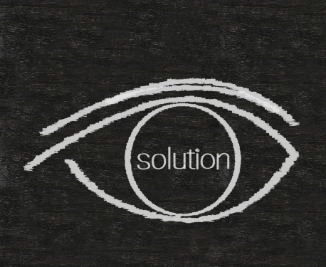 vision sign with solotuion written on blackboard background Easy to edit and use, high resolution.