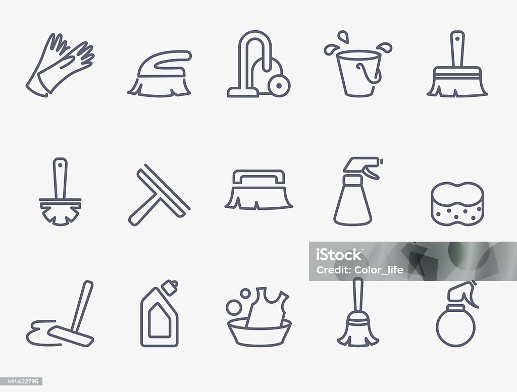 cleaning icons Set of 15 cleaning icons Bucket stock vector