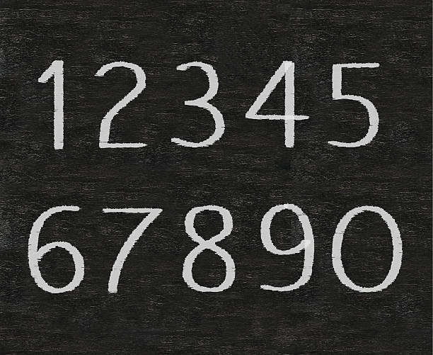 number letter alphabet set, writing on blackboard background stock photo