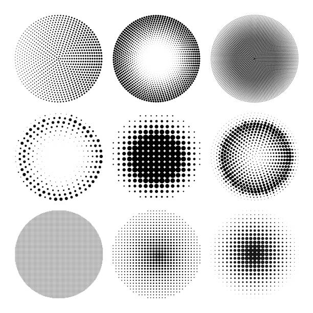 ilustrações de stock, clip art, desenhos animados e ícones de efeito de círculo de meio-tom de vetor - halftone pattern spotted toned image pattern