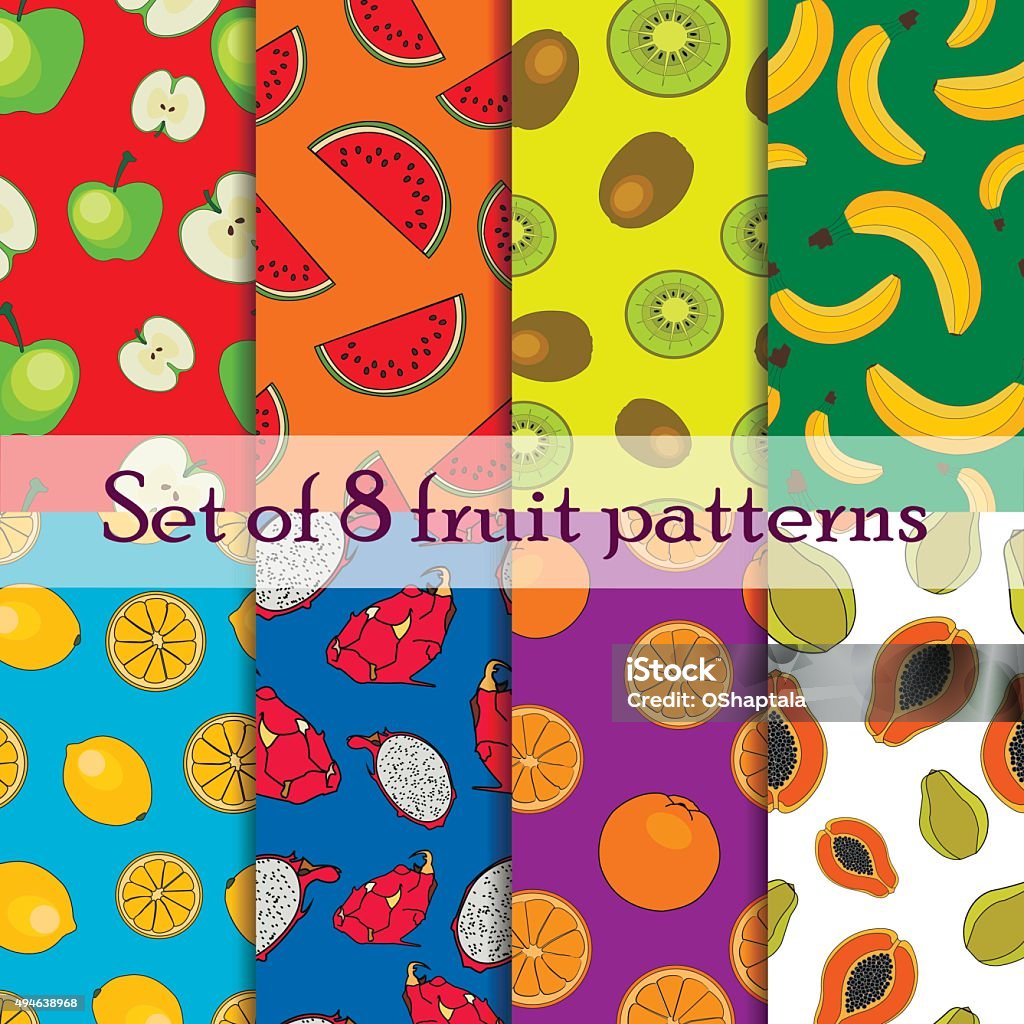 Buah Pattern Set Of Seamless Fruit And Berry Pattern Stock Illustration - Download ...