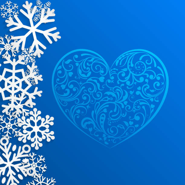 istock Christmas background with big heart and snowflakes 494639684