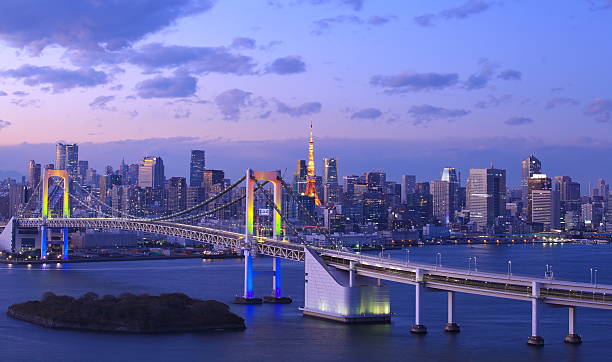 istock Tokyo tower and Tokyo rainbow bridge 494639696