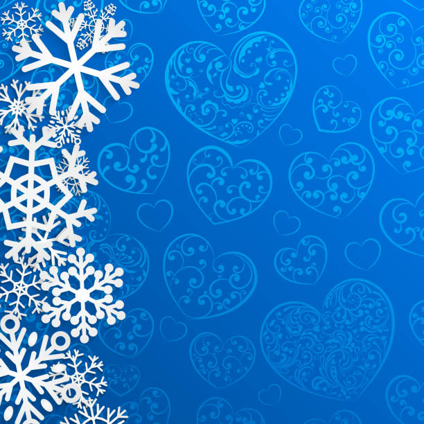 istock Christmas background with snowflakes on background of hearts 494639848