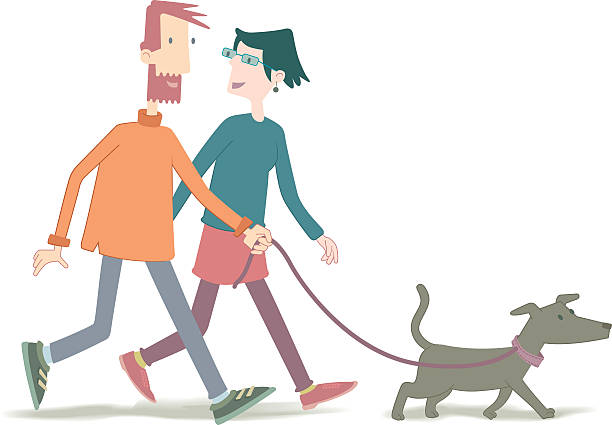 산책을 경견 - break wellbeing dog leash stock illustrations