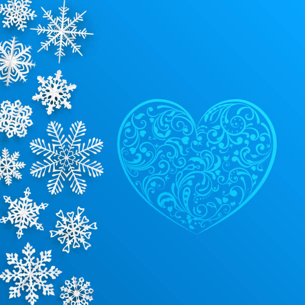 istock Christmas background with big heart and snowflakes 494640528