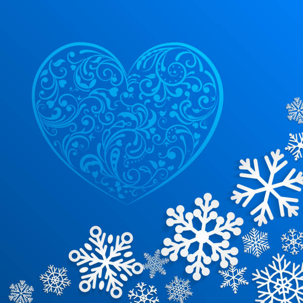 istock Christmas background with big heart and snowflakes 494640722