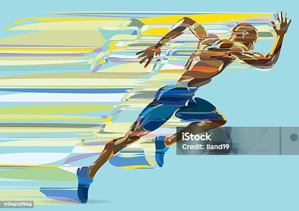 Artistic Stylized Running Man In Motion Stock Illustration - Download Image Now - Running, Sprint, Sprinting