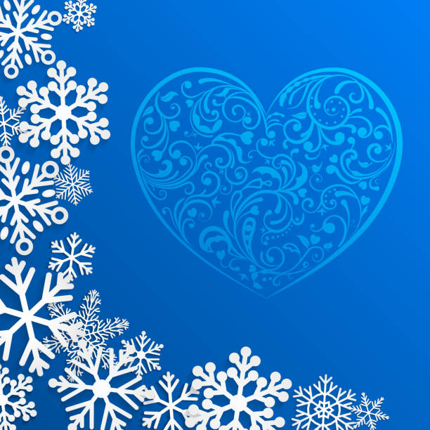 istock Christmas background with big heart and snowflakes 494641108