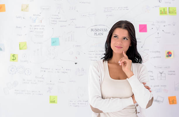 istock Thoughtful woman sketching a business plan 494642274