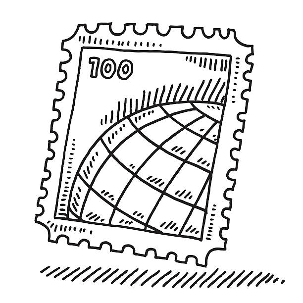 우표 globe 그림이요 - postage stamp design element mail white background stock illustrations