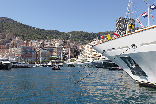 Monaco, Monaco - September 24, 2015: Members of the Public and VIP guests have the opportunity to view many Super Yachts on display during the 2015 Monaco Yacht Show.