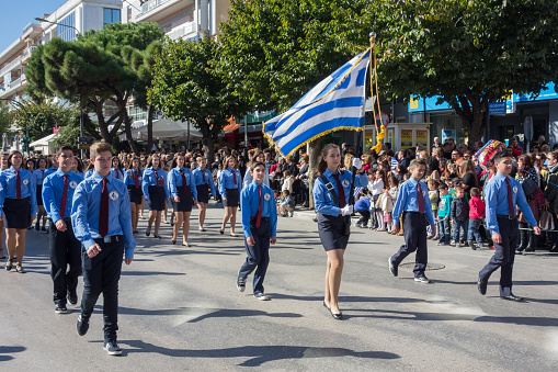 Alexandroupolis, Greece - October 28, 2015: On 28th of each October a parade is held for the anniversary of Greek rejection over Italian dictator