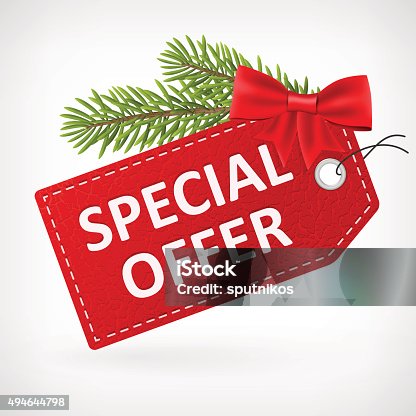istock Red leather price christmas labels special offer 494644798