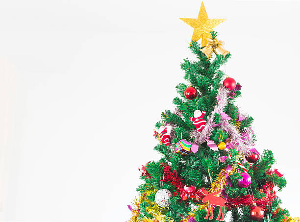 istock Christmas tree with colorful ornaments, on white background 494645836