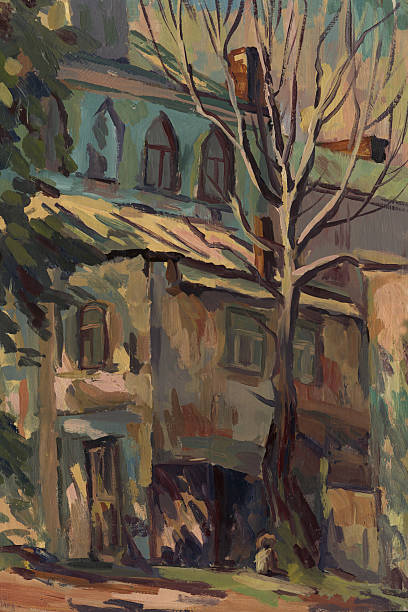 istock City street. Oil painting 494658424