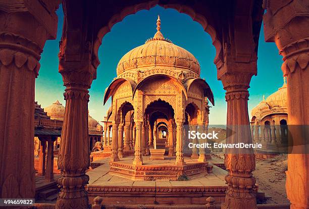 Indiabada Bagh Cenotaph In Jaisalmer Rajasthan Stock Photo - Download Image Now - Rajasthan, Jaisalmer, Architecture