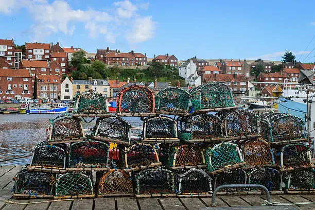 Photo of Basket for catch lobster on the boardwalk