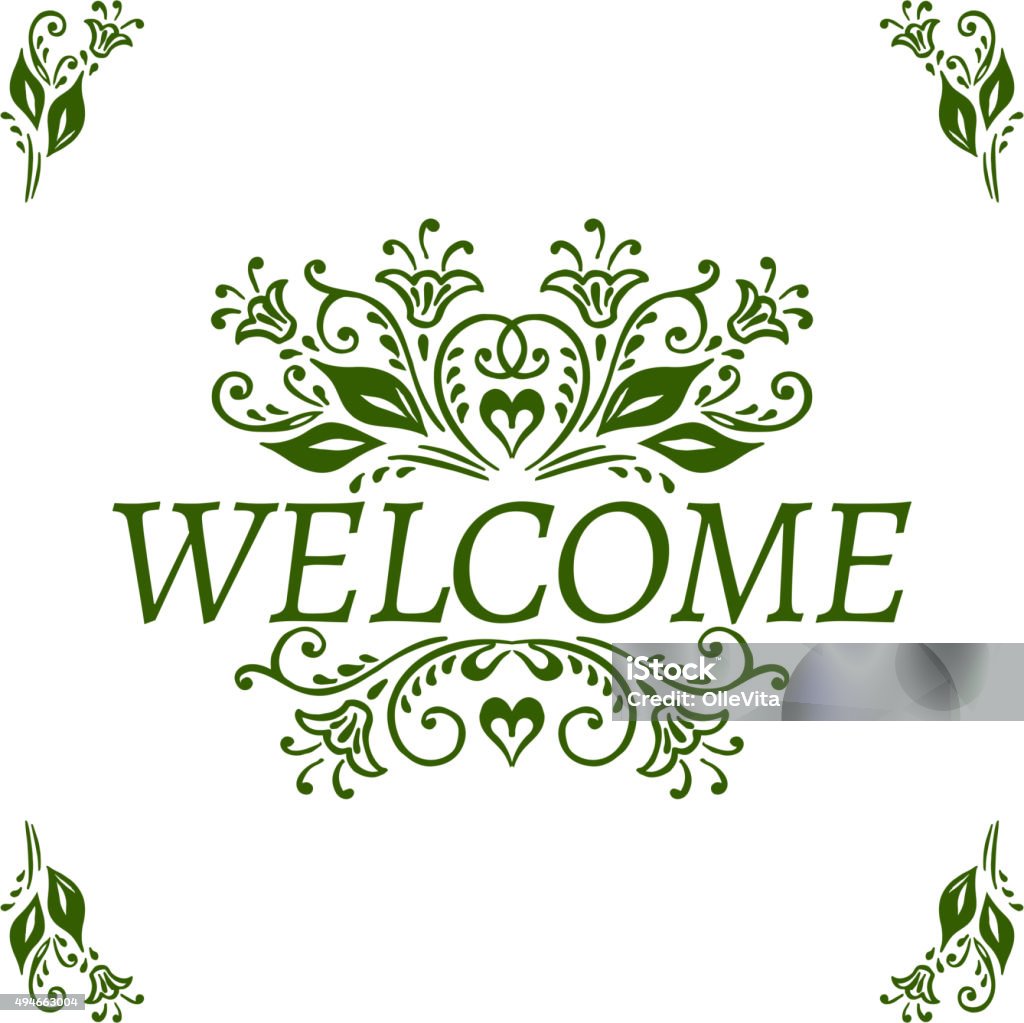 Welcome Letter Frame Floral Pattern Frame Welcome Lettering Stock Illustration - Download ...