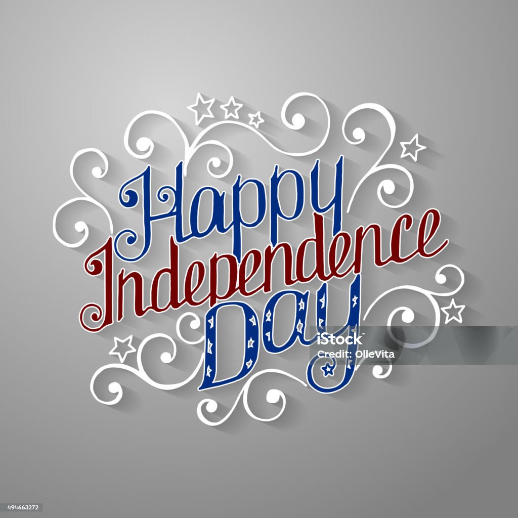 Happy Independence Day Lettering With Beautiful Pattern Stock ...