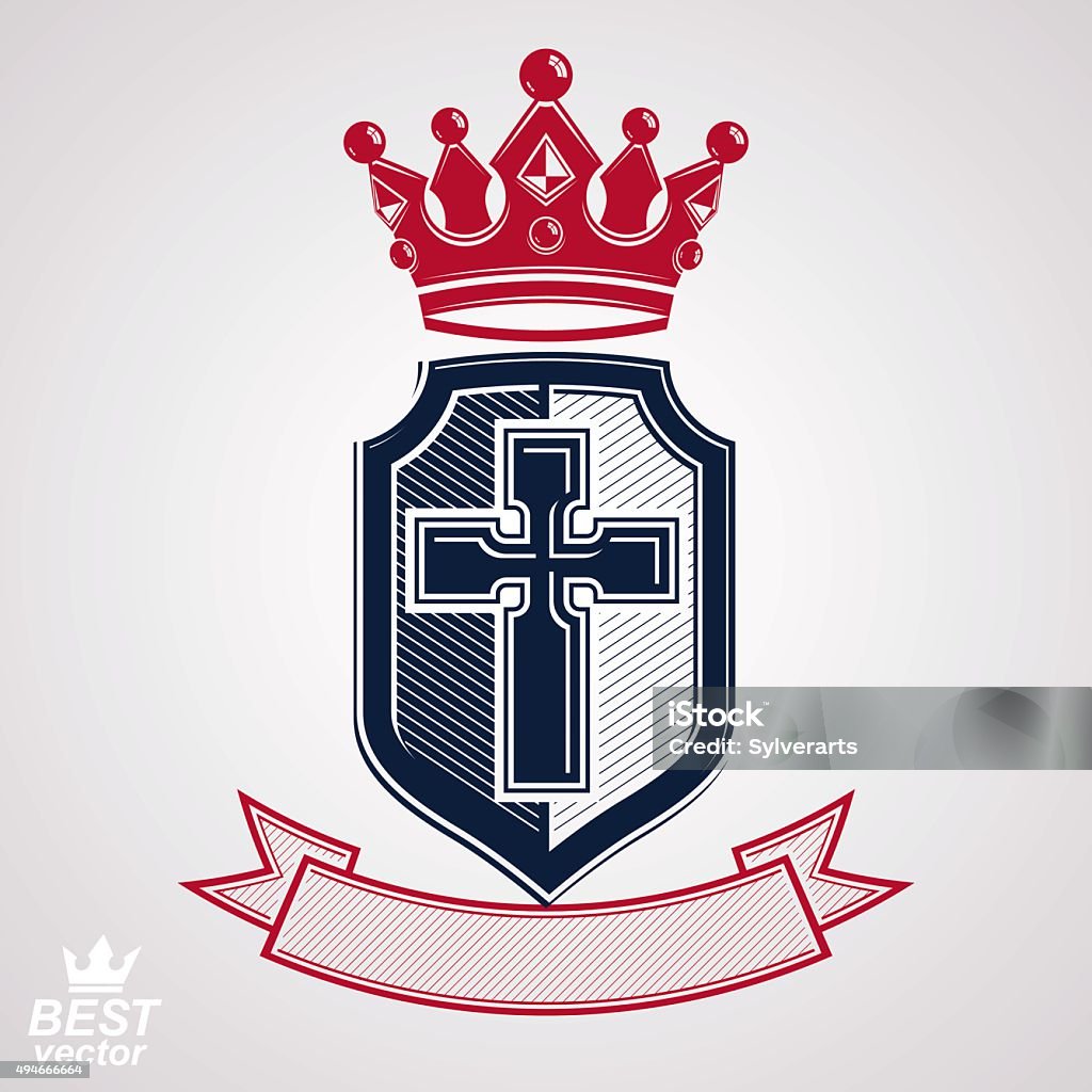 Imperial insignias, vector escudo real con banda decorativos - arte vectorial de 2015 libre de derechos