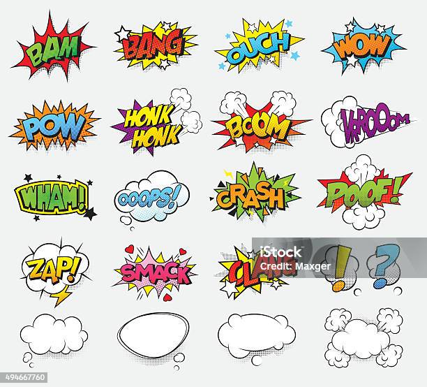 Comic Sound Effects Stock Illustration - Download Image Now - Comic Book, Cartoon, Humor