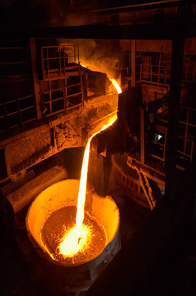 istock Liquid iron inside of plant and trains 494668876