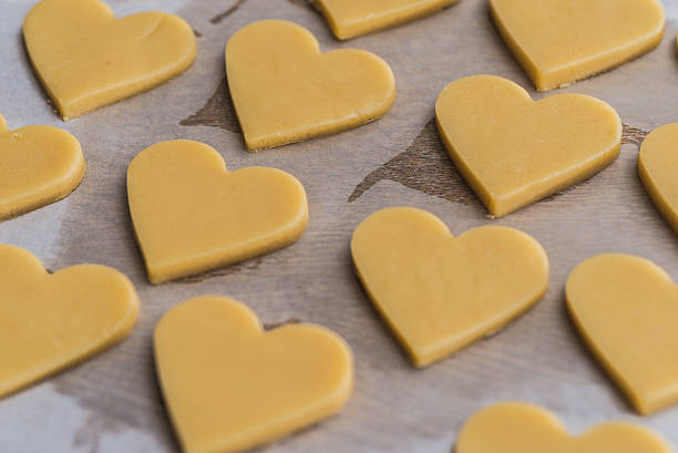 istock Baking homemade butter cookies, heart shape 494669104